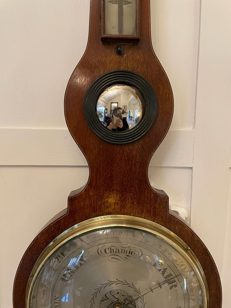 Satinwood Large Antique George III Quality Mahogany Banjo Barometer For Sale
