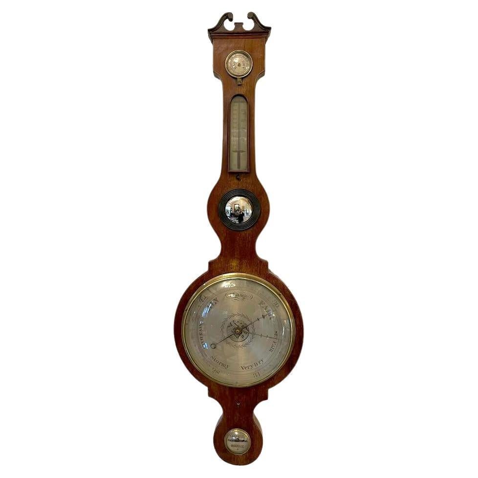 Large Antique George III Quality Mahogany Banjo Barometer For Sale