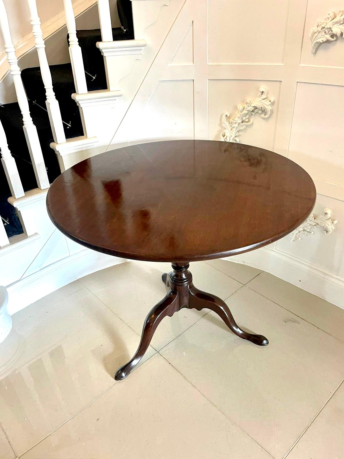 19th Century Large Antique George III Quality Mahogany Tripod Table  For Sale