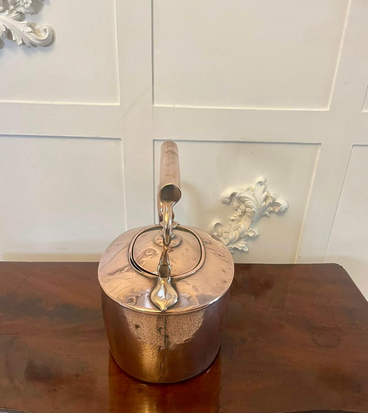 antique copper and brass tea kettle