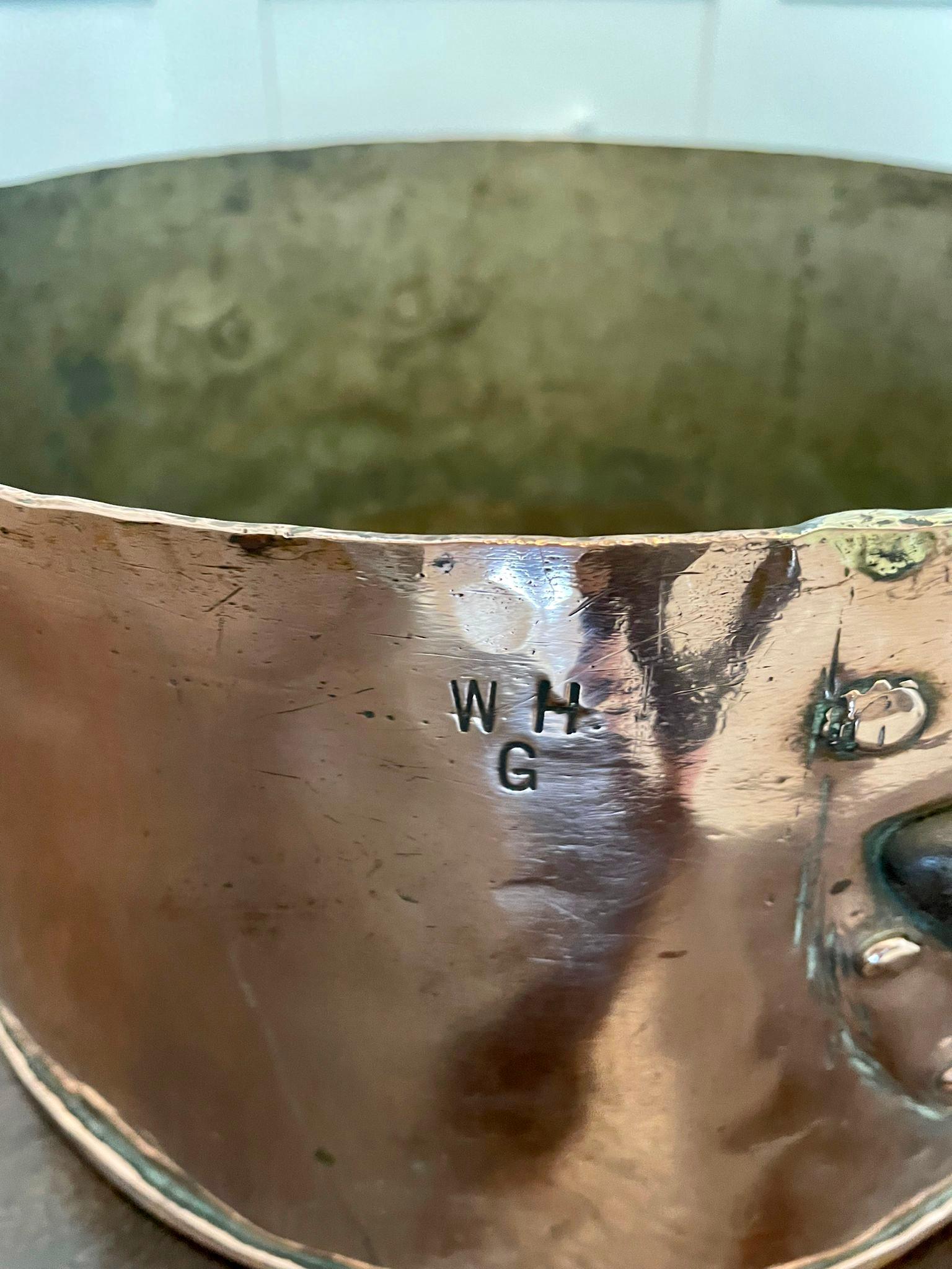 Große große antike George III Qualität Kupfer Saucepan gestempelt Lippenstifte im Angebot 2