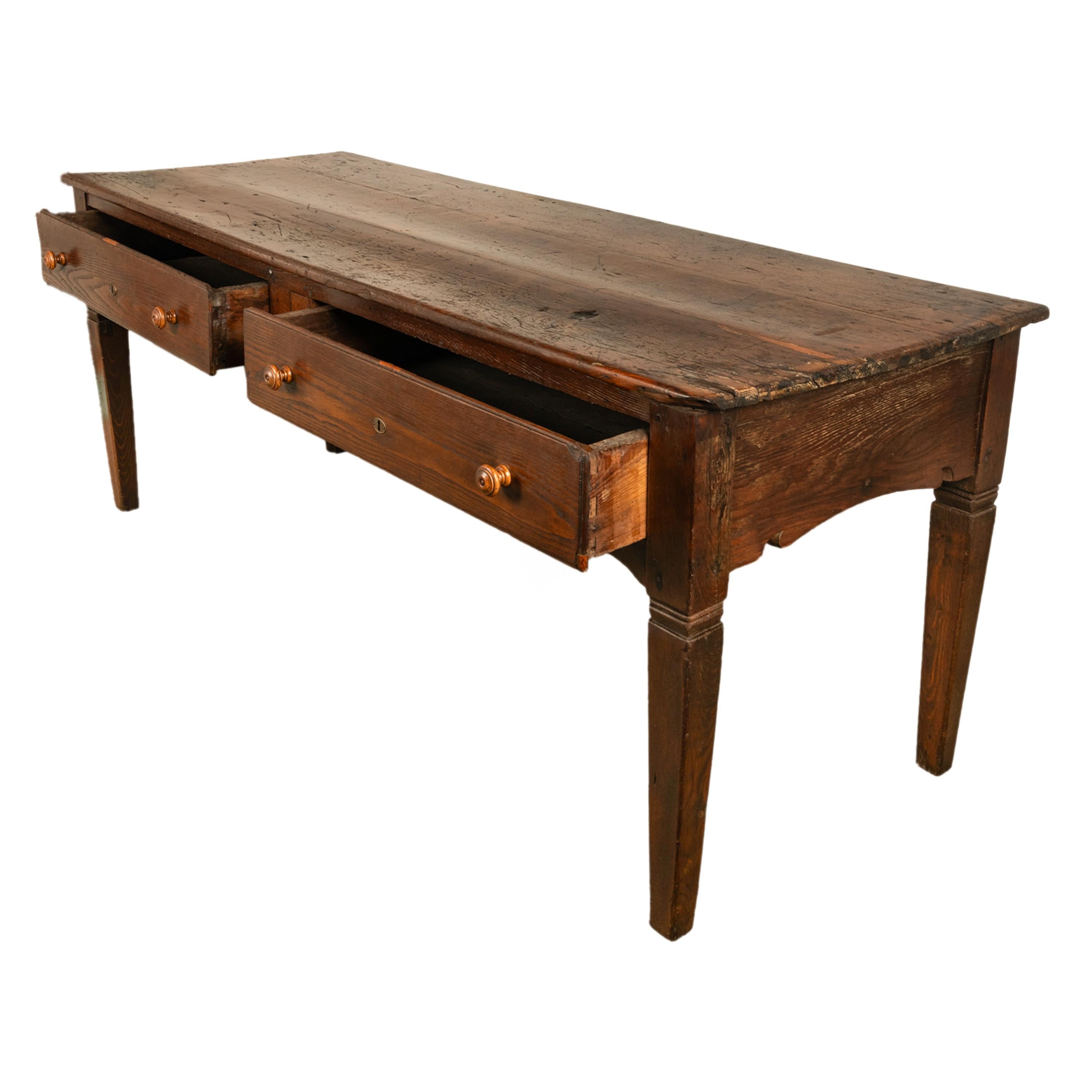 English Large Antique Georgian Elm Serving Scullery Kitchen Preparation Table 1820 For Sale