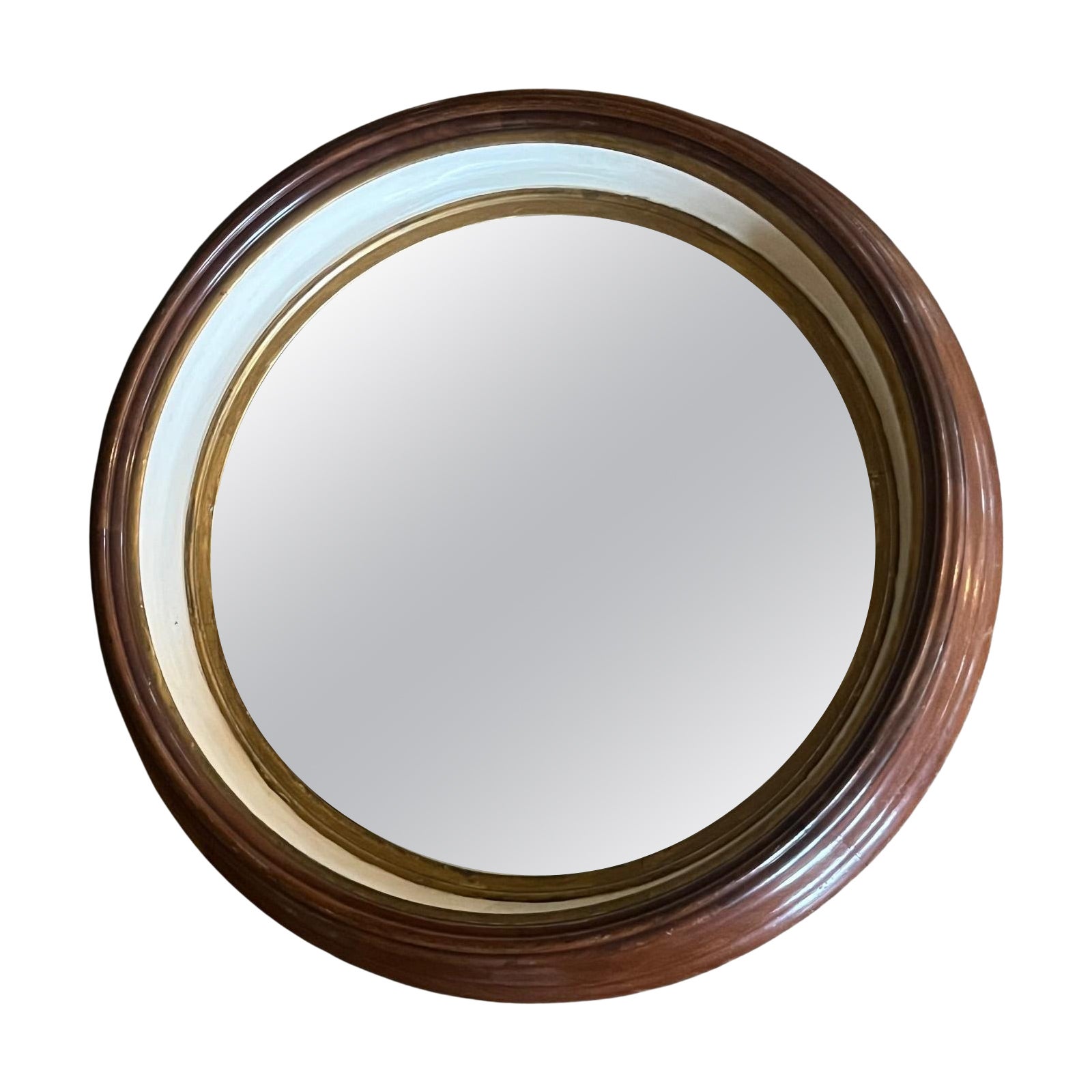 Large Antique Georgian Deep Inset  Round Antique Frame & Mirror