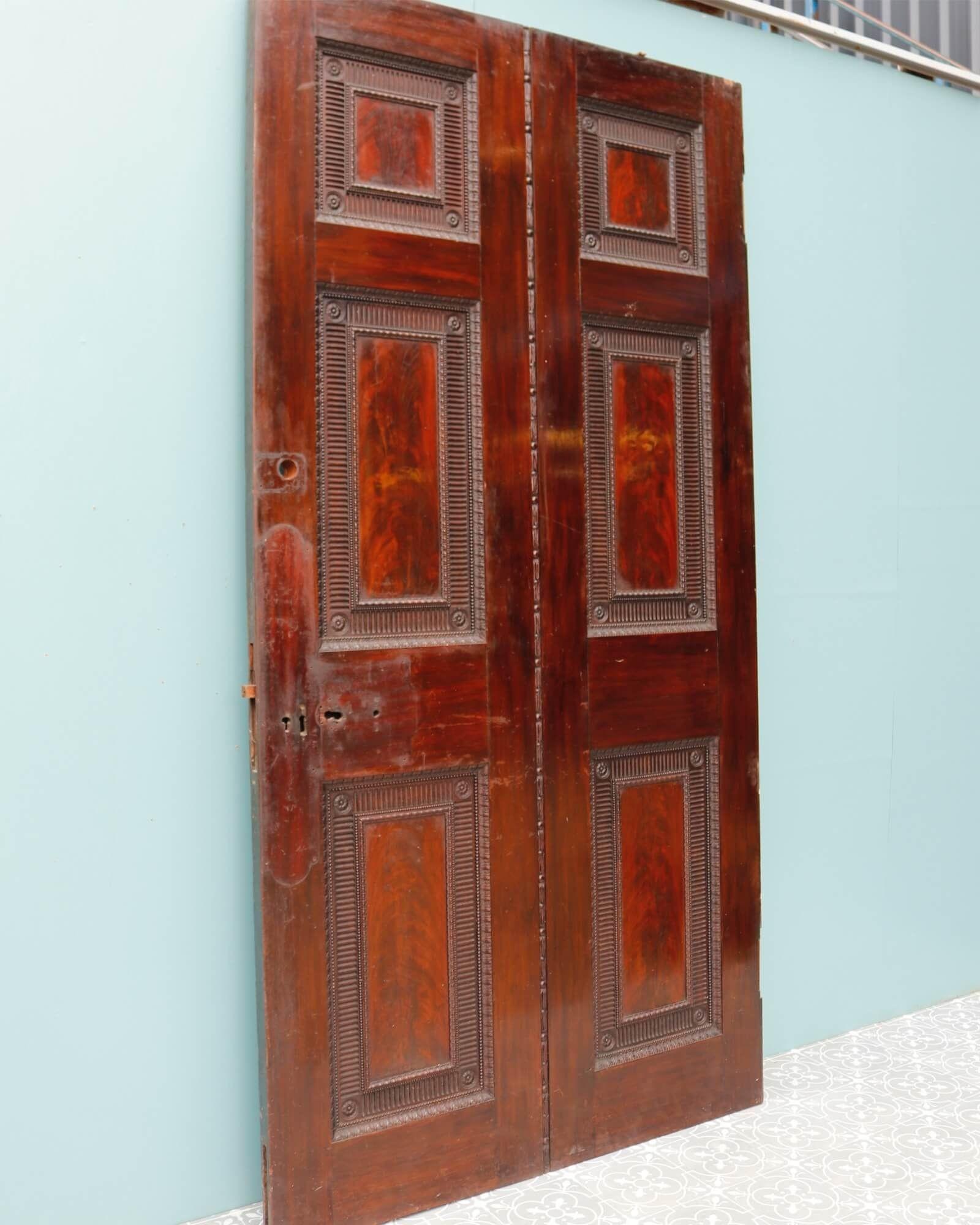 English Large Antique Georgian Mahogany Door For Sale