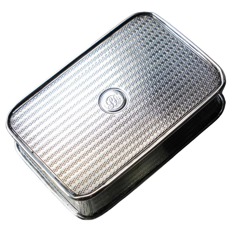 Antique Georgian Solid Silver Snuff Box Oblong Shape with Reeded Lines ...