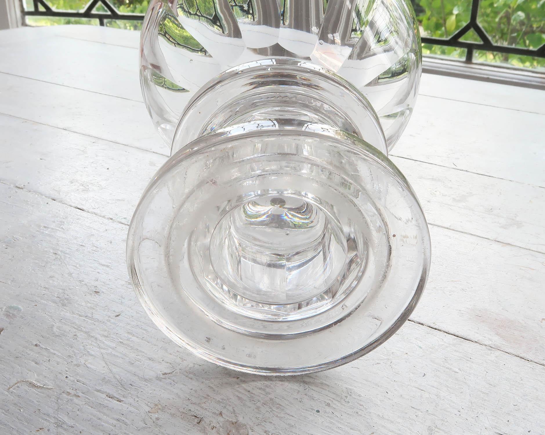 Fait main  Grand bol à piédestal en verre de style géorgien ancien, anglais, 19ème siècle en vente