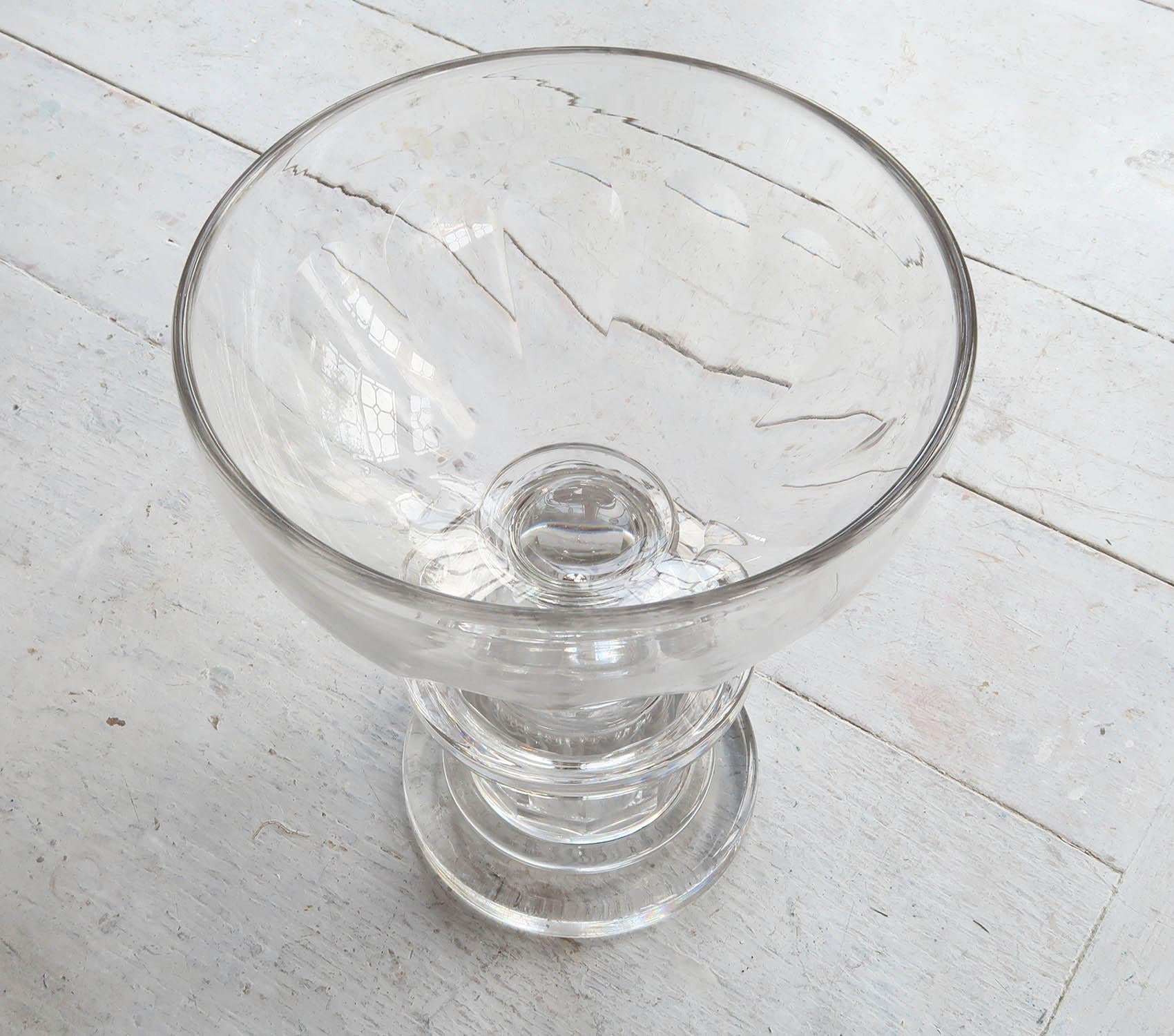 Large Antique Georgian Style Glass Pedestal Bowl, English, 19th Century For Sale 2