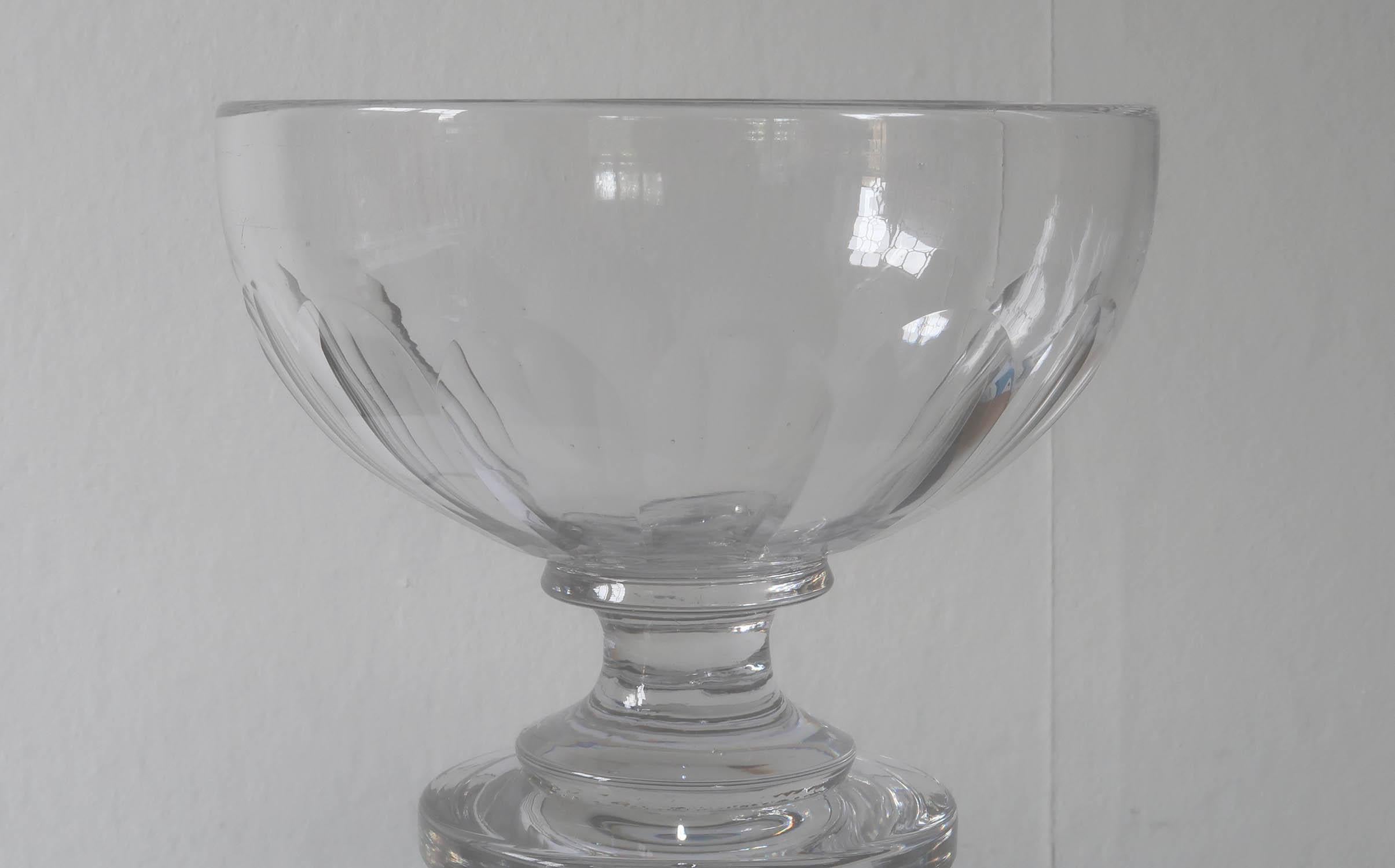  Large Antique Georgian Style Glass Pedestal Bowl, English, 19th Century For Sale 3