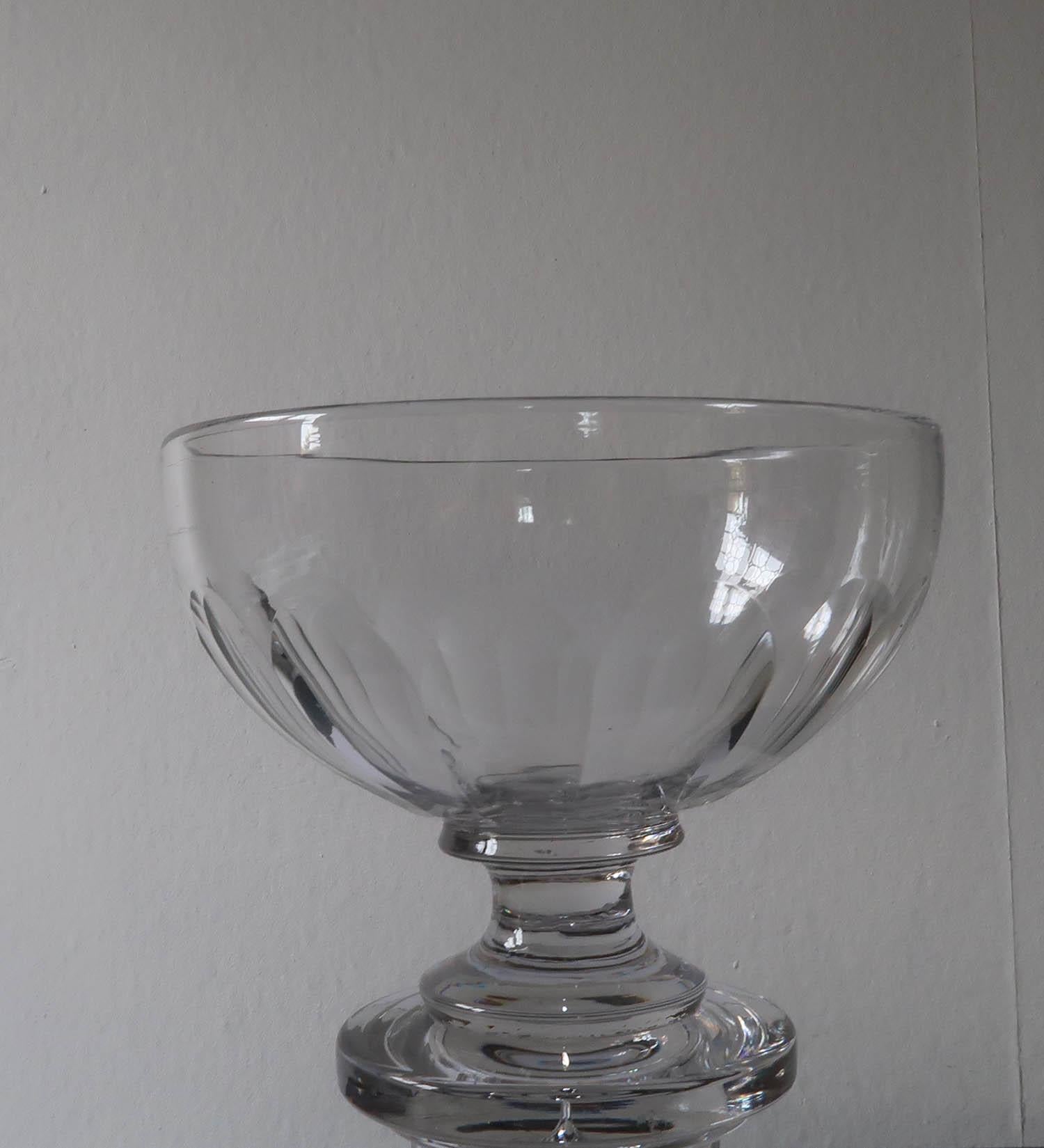  Large Antique Georgian Style Glass Pedestal Bowl, English, 19th Century For Sale 4