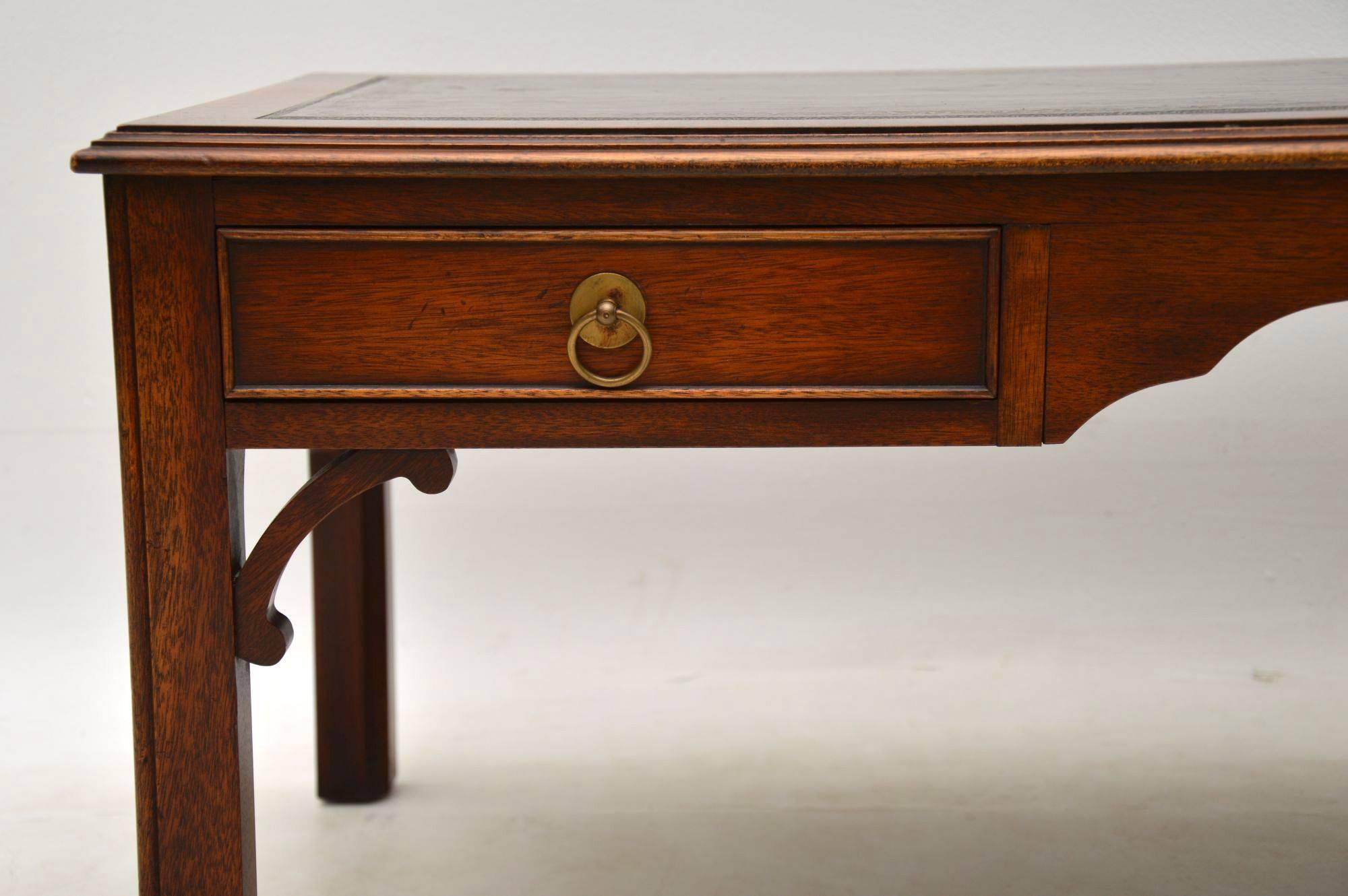 antique leather top coffee table