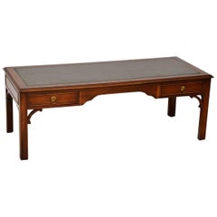 Large Antique Georgian Style Mahogany Leather Top Coffee Table