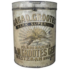 Large Antique German Chocolate Gilt Decorated Cocao Grootes Advertising Tin