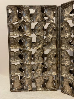 Large Antique German Chocolate Mold with Bunnies and Chickens