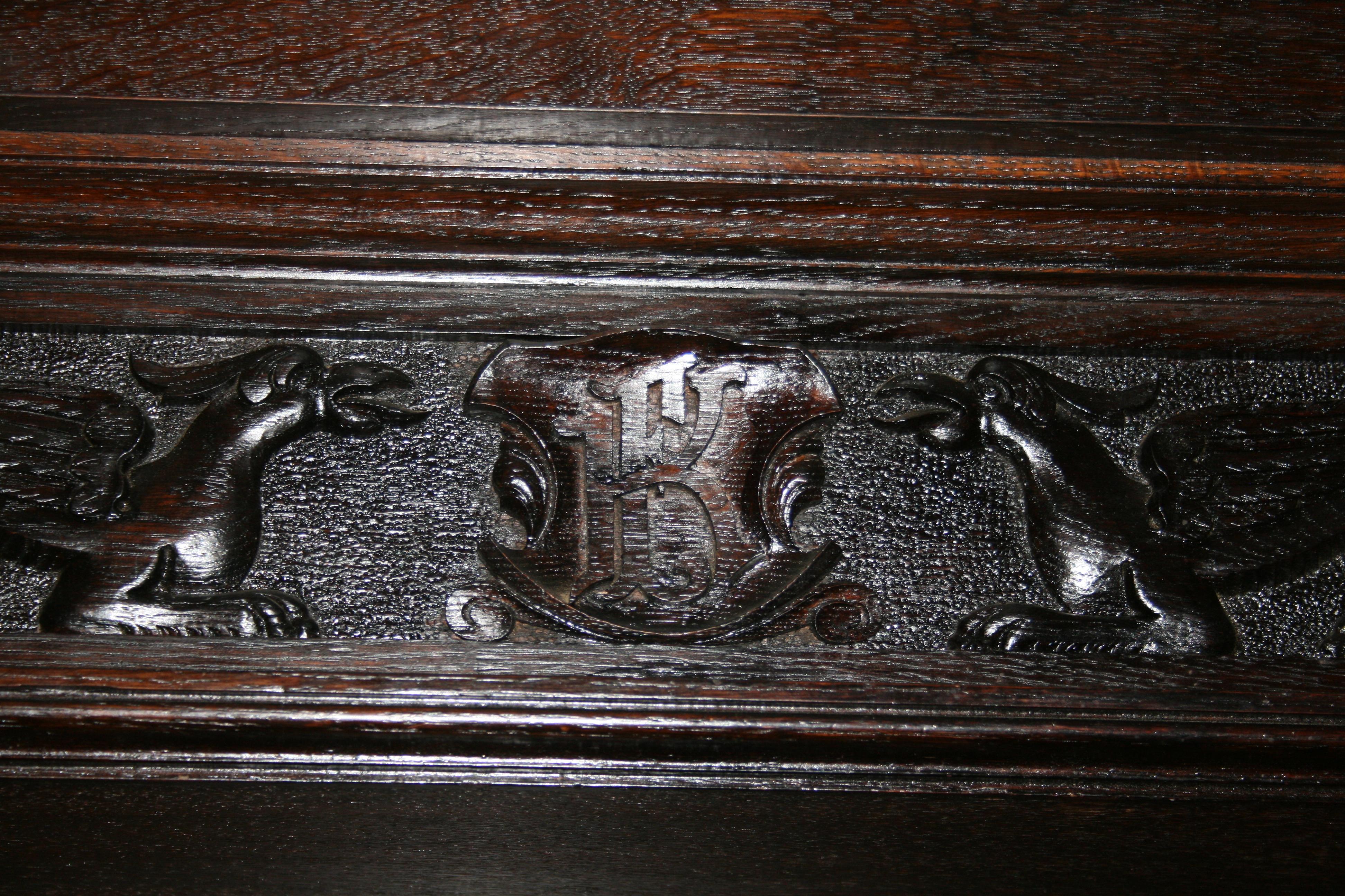 Large Antique German Historicism Oak Cupboard, circa 1880 10