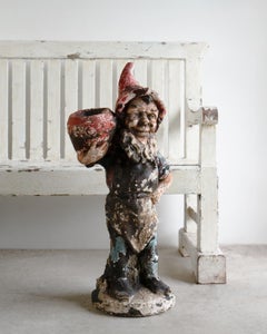 Grande figura antica di gnomo da giardino dipinto in Germania, C.C. anni '20