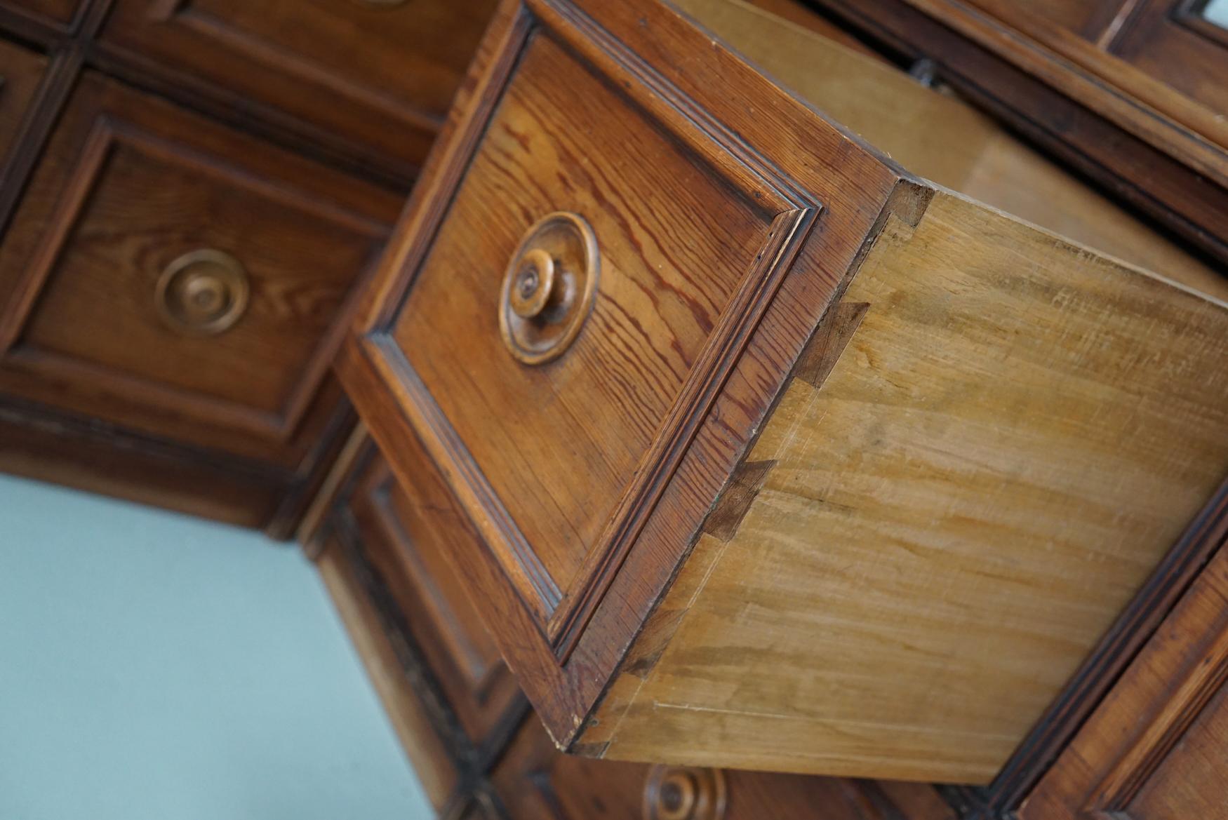 Large Antique German Pitch Pine Corner Apothecary Cabinet / Vitrine ca 1900s For Sale 15