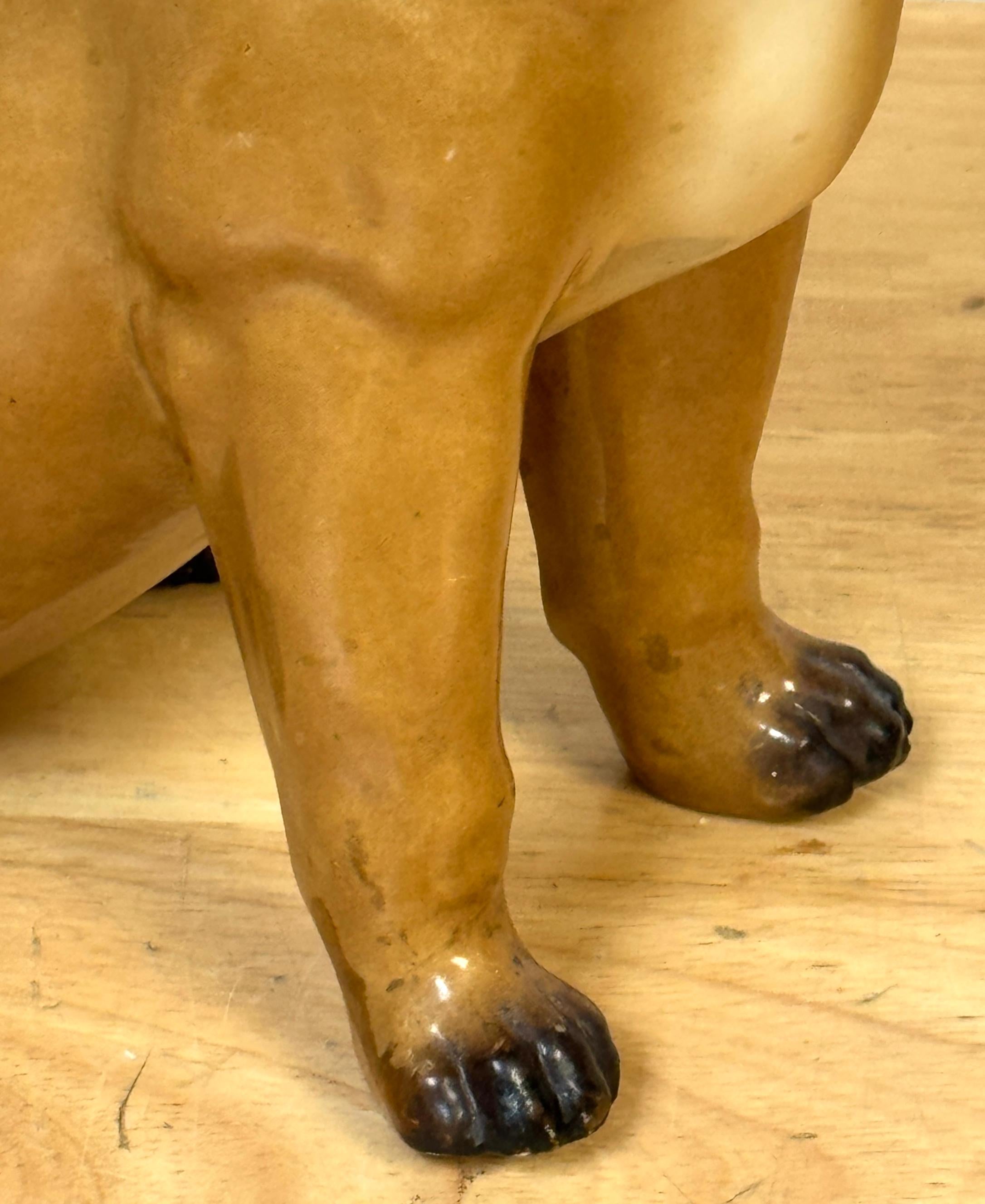 Large Antique German Seated Pug Dog Attributed to Dresden siglo XIX en venta