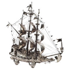 Grand chariot à vin Nef allemand ancien à 3 mâts