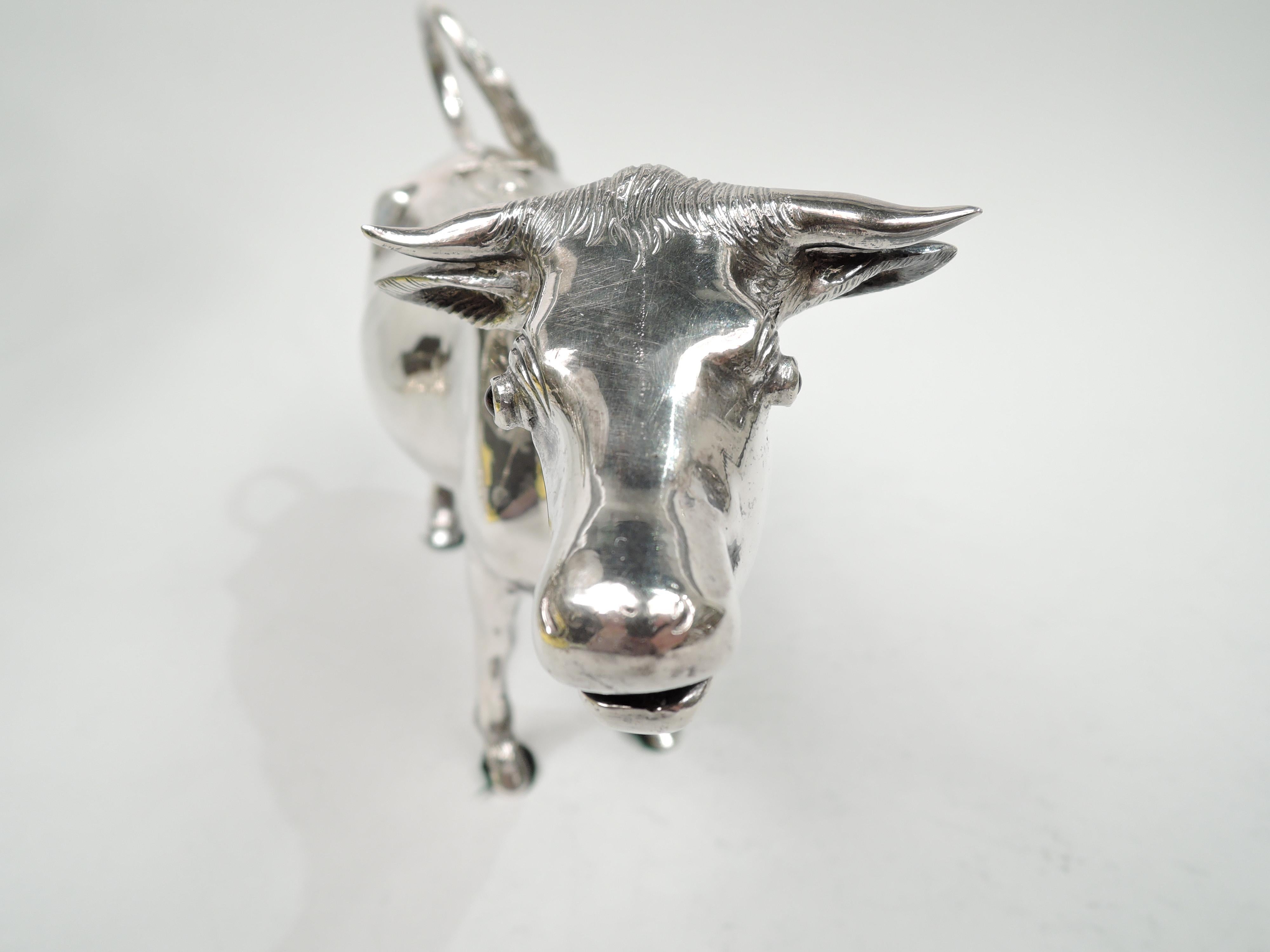 Edwardian Large Antique German Silver Bountiful Bessie Cow Creamer For Sale