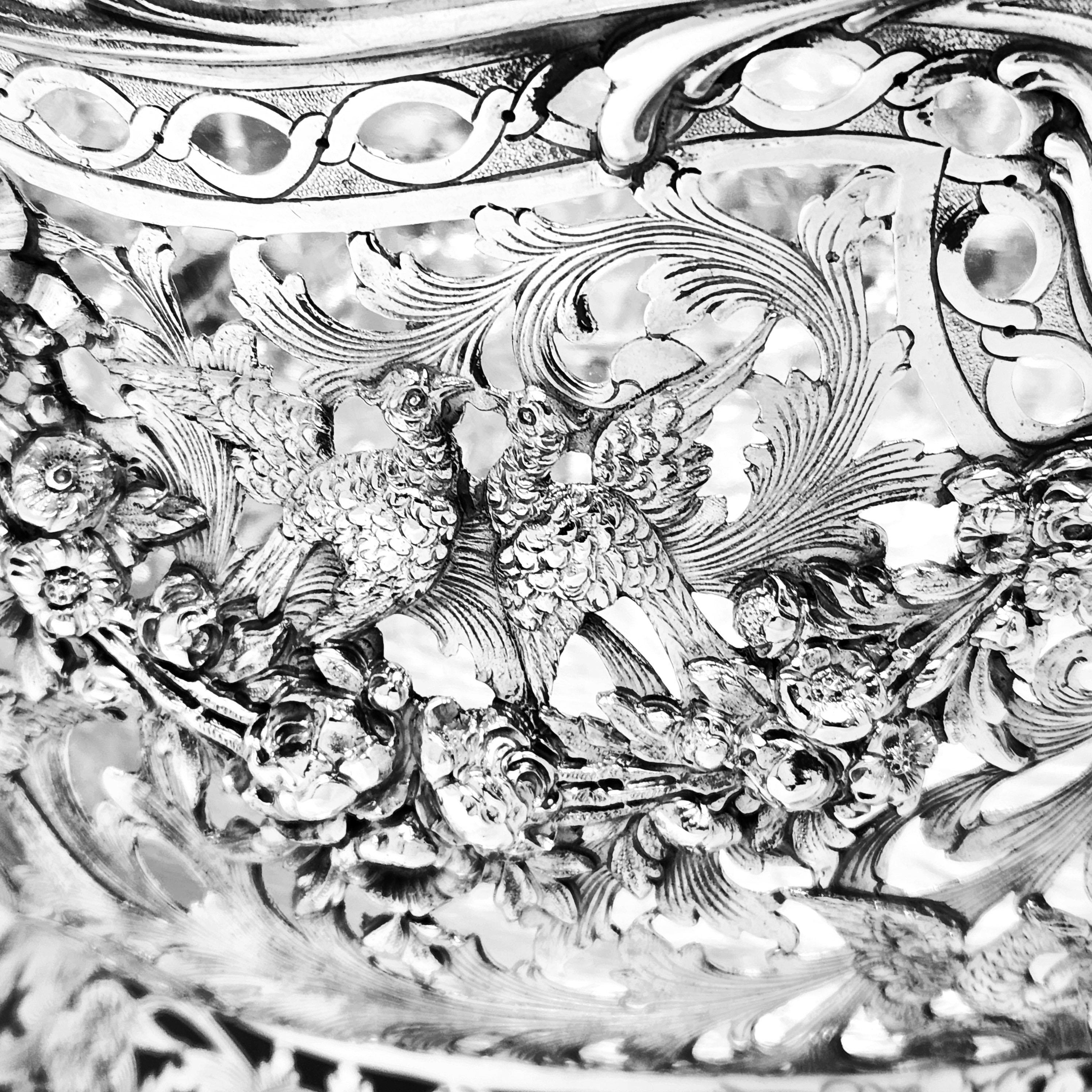 Large Antique German Silver & Glass Centrepiece Dish c. 1890 For Sale 3