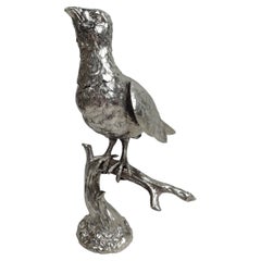 Große antike deutsche Silberschachtel mit Vogelmotiv aus Silber