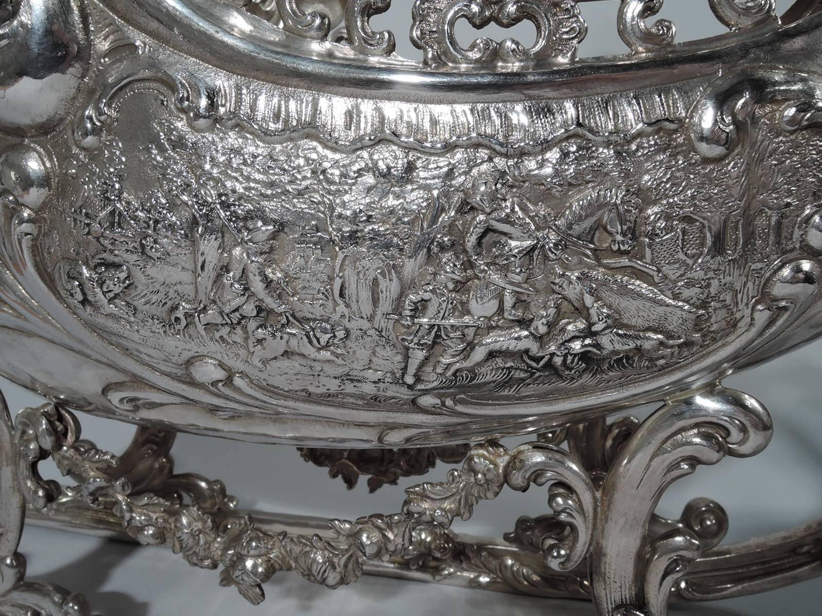 Large Antique German Silver Rococo Fantasy Centrepiece Sleigh 5