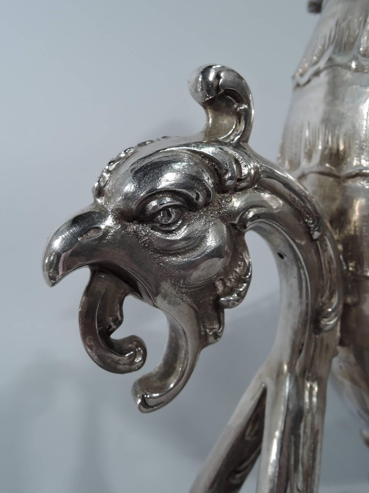 Large Antique German Silver Rococo Fantasy Centrepiece Sleigh 1