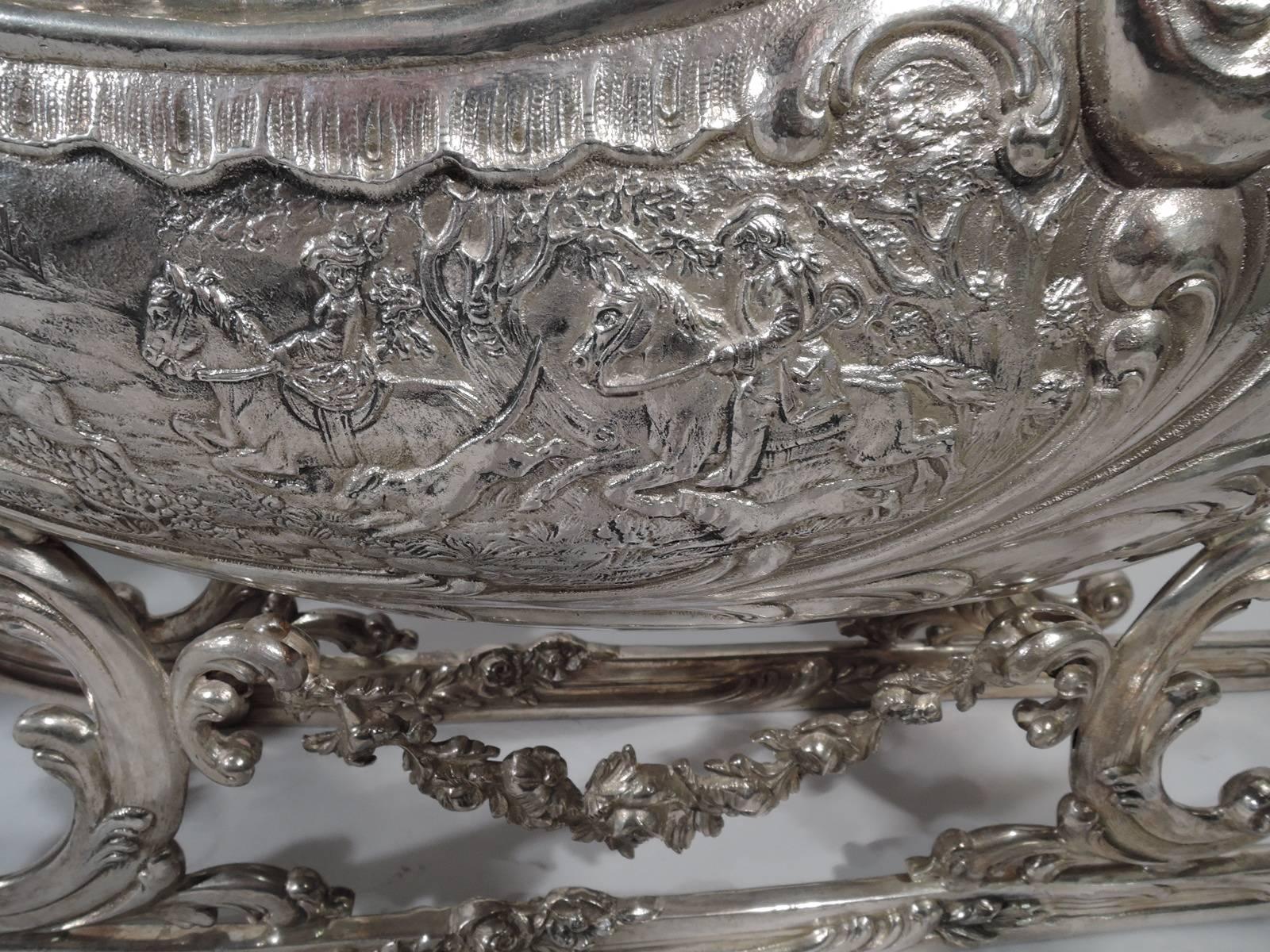Large Antique German Silver Rococo Fantasy Centrepiece Sleigh 4