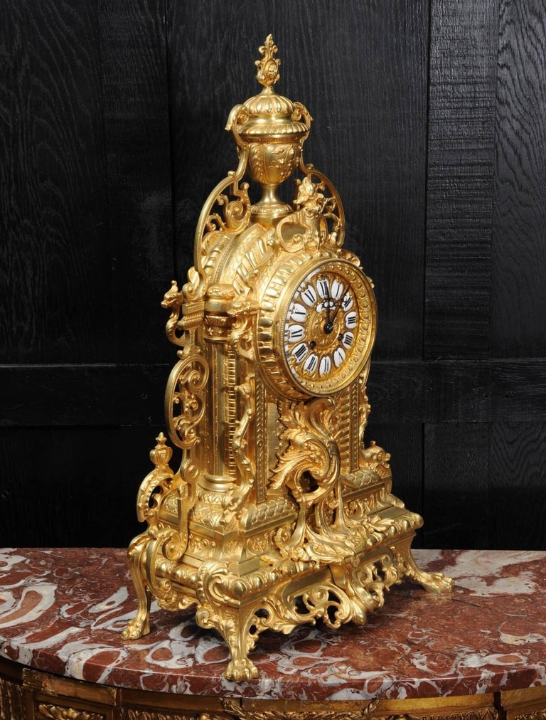 Large Antique Gilt Bronze Clock at 1stDibs