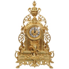 Large Antique Gilt Bronze Clock