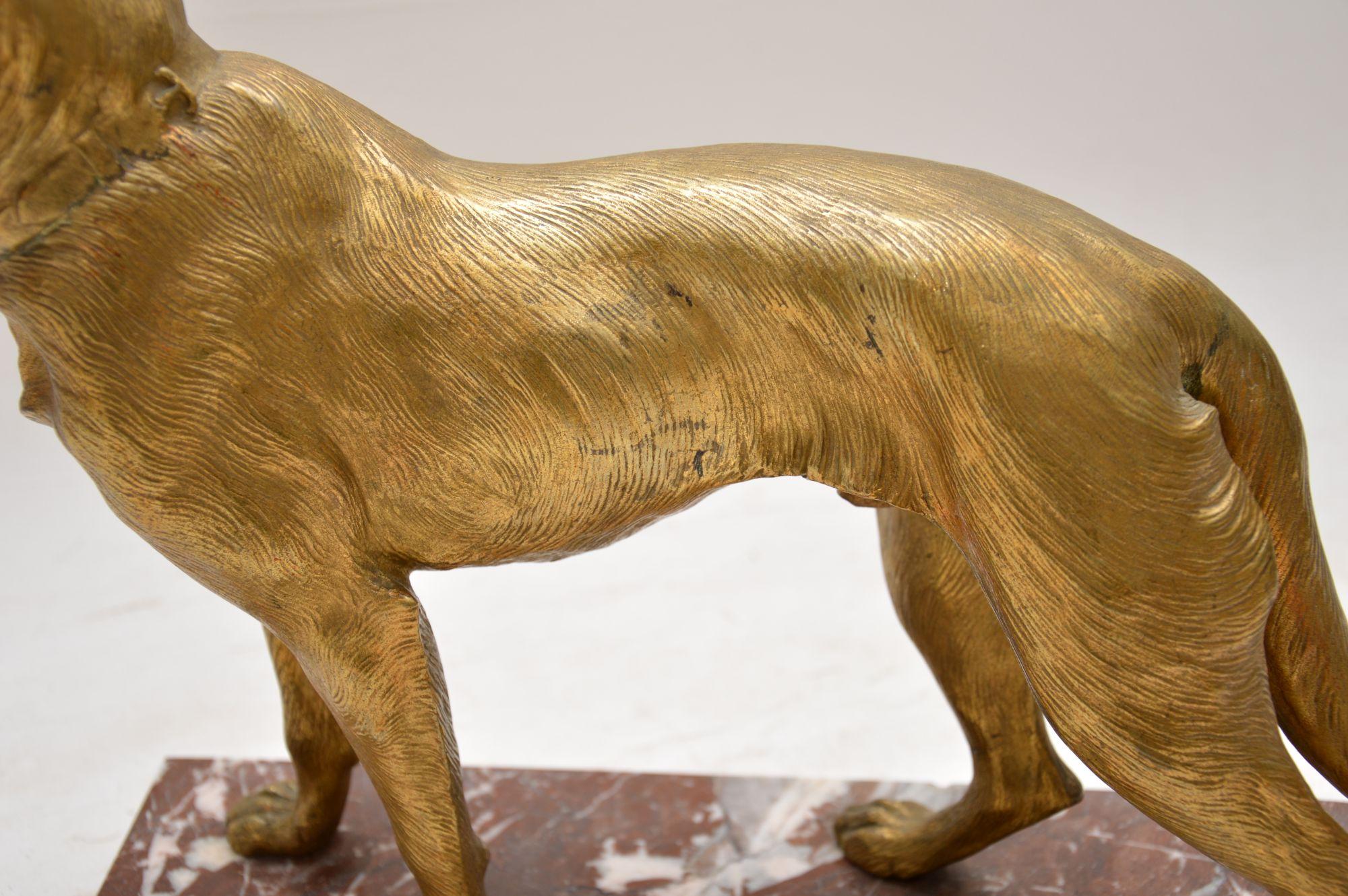 Large Antique Gilt Bronze Dog Sculpture by Robert Bousquet 5