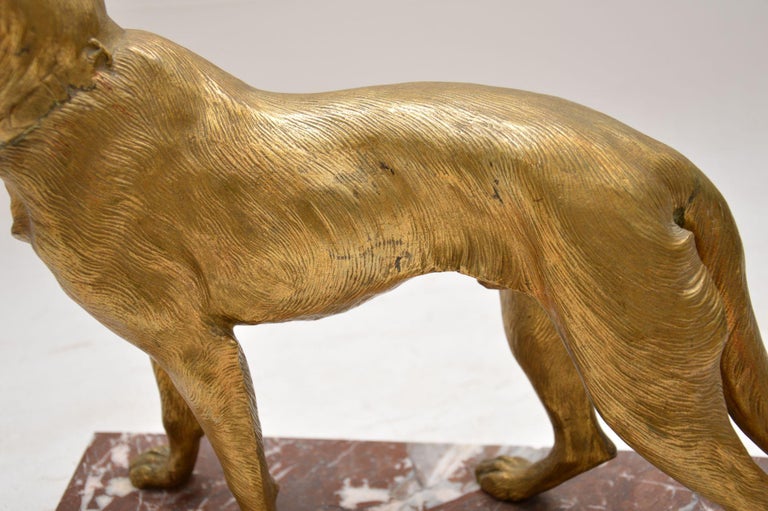 Large Antique Gilt Bronze Dog Sculpture by Robert Bousquet at 1stDibs