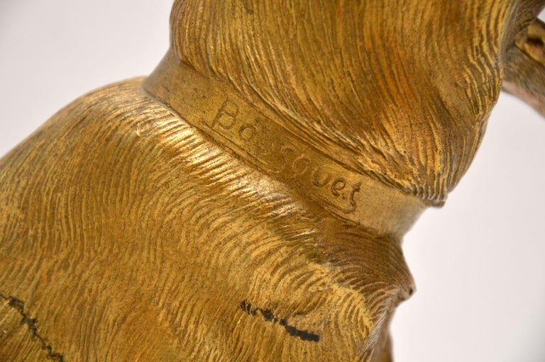 Large Antique Gilt Bronze Dog Sculpture by Robert Bousquet at 1stDibs