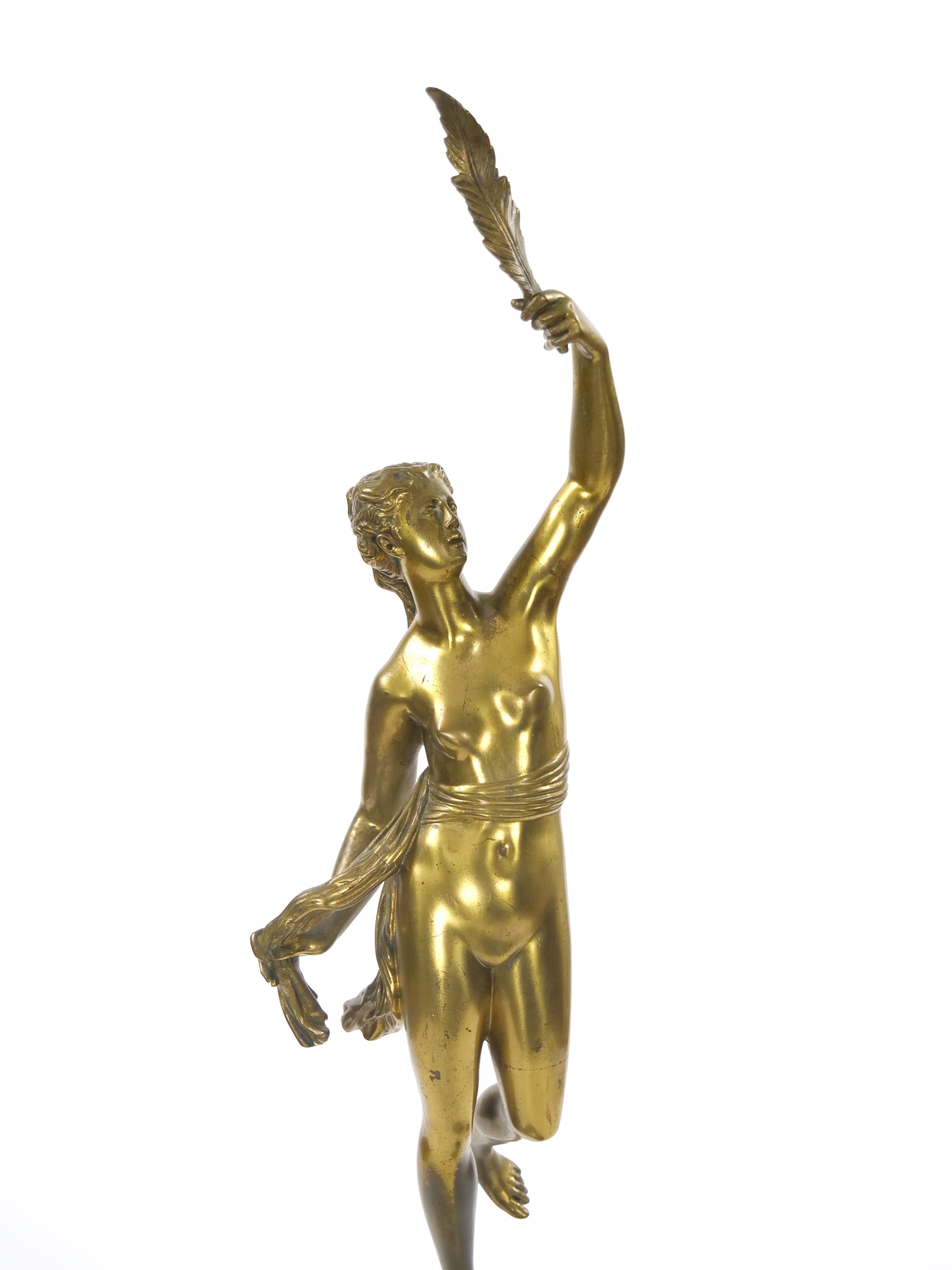 Gran escultura antigua de bronce dorado/ Diosa romana Fortuna, según Giambologna Dorado en venta