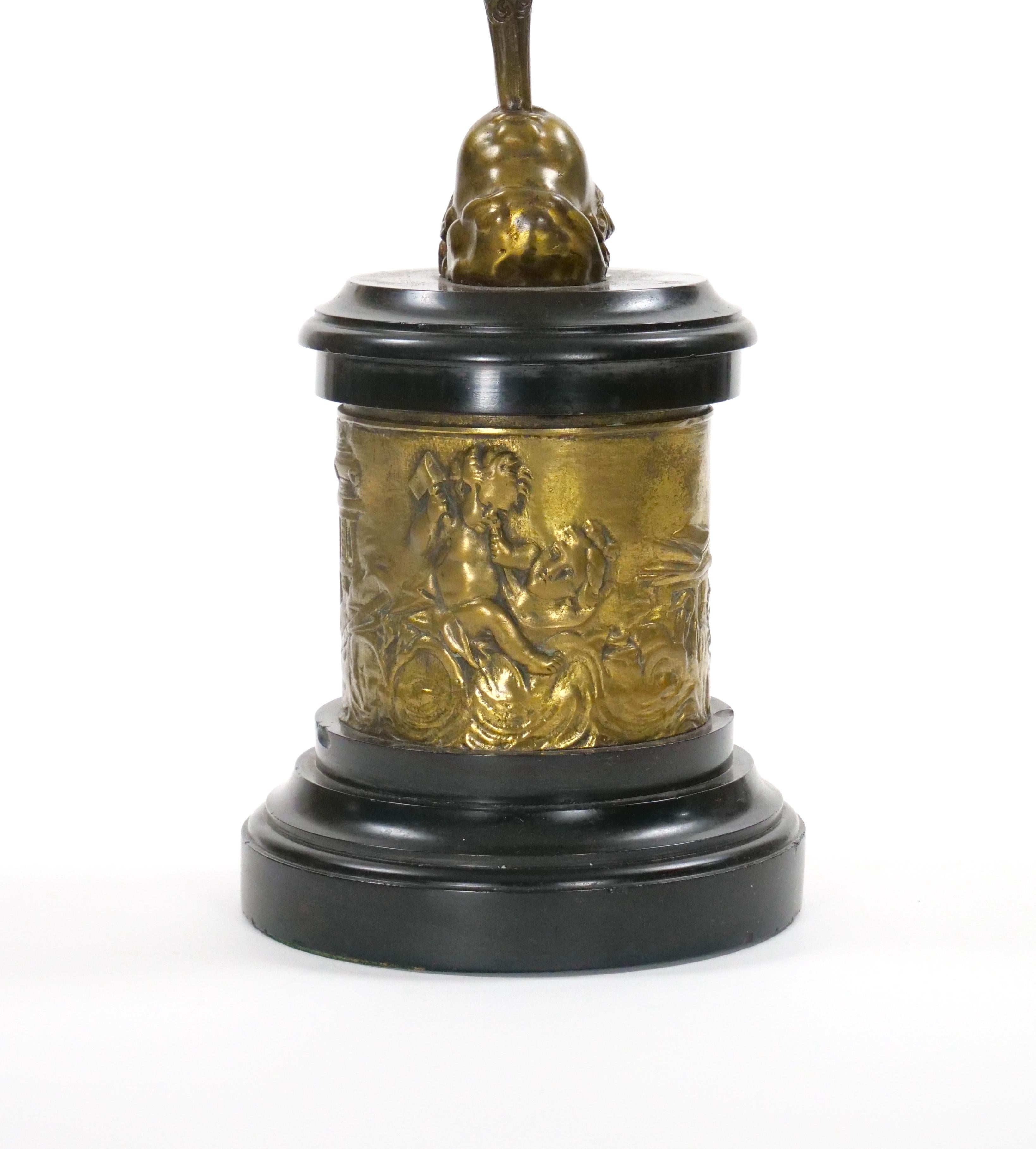 Gran escultura antigua de bronce dorado/ Diosa romana Fortuna, según Giambologna en Bueno estado para la venta en Tarry Town, NY