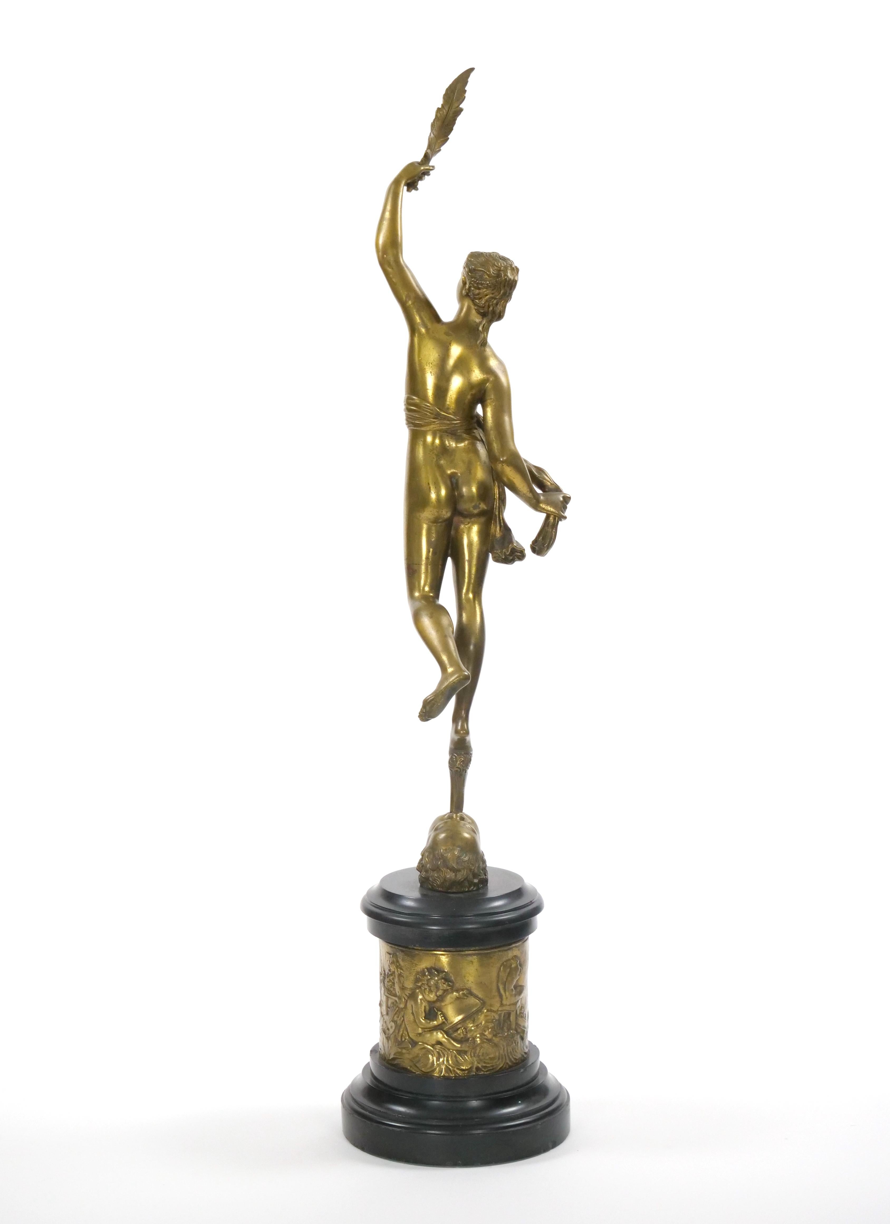 Gran escultura antigua de bronce dorado/ Diosa romana Fortuna, según Giambologna Bronce en venta