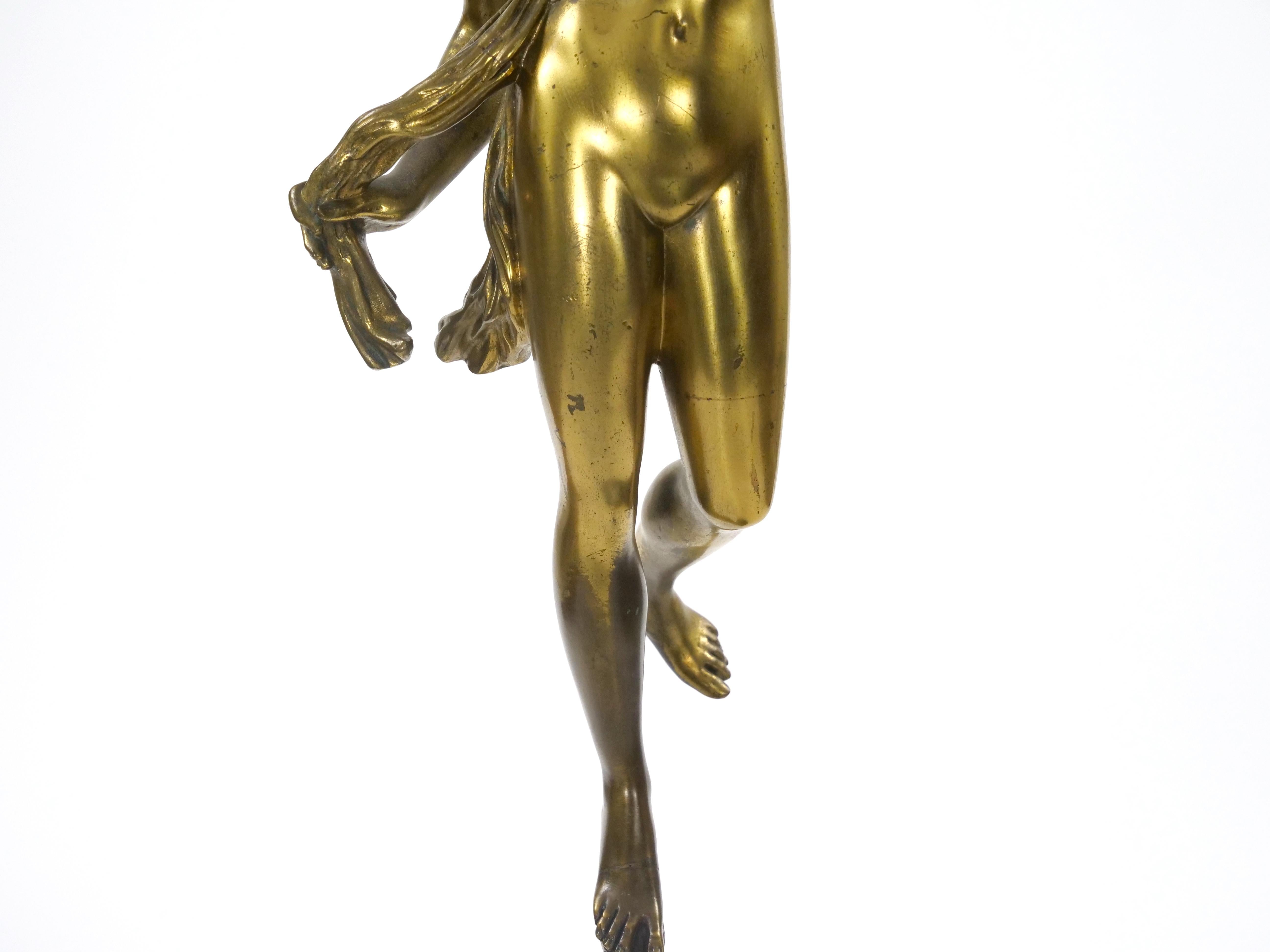 Gran escultura antigua de bronce dorado/ Diosa romana Fortuna, según Giambologna en venta 1