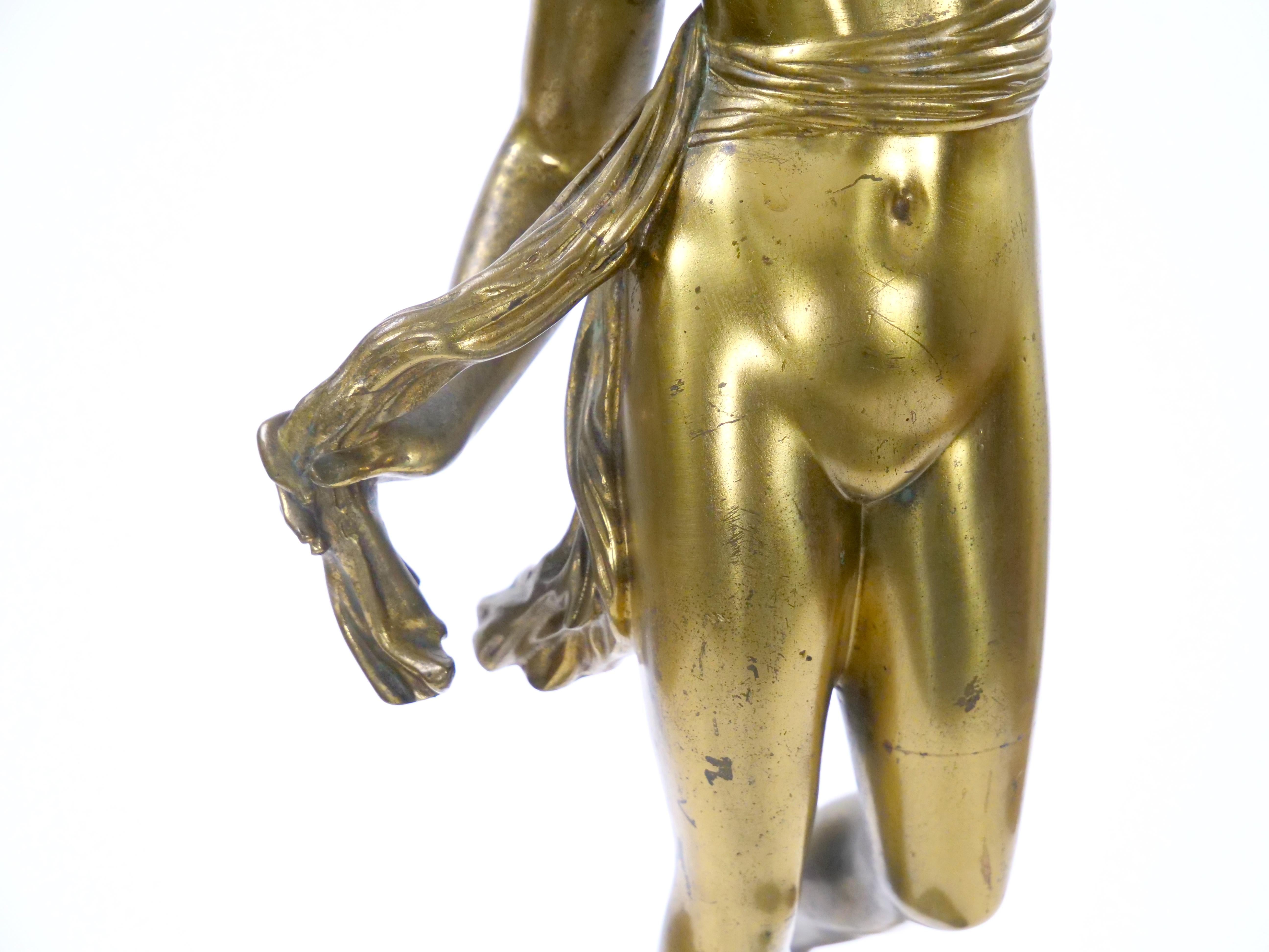 Gran escultura antigua de bronce dorado/ Diosa romana Fortuna, según Giambologna en venta 2