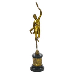 Large Antique Gilt Bronze Sculpture/ Roman Goddess Fortuna, After Giambologna