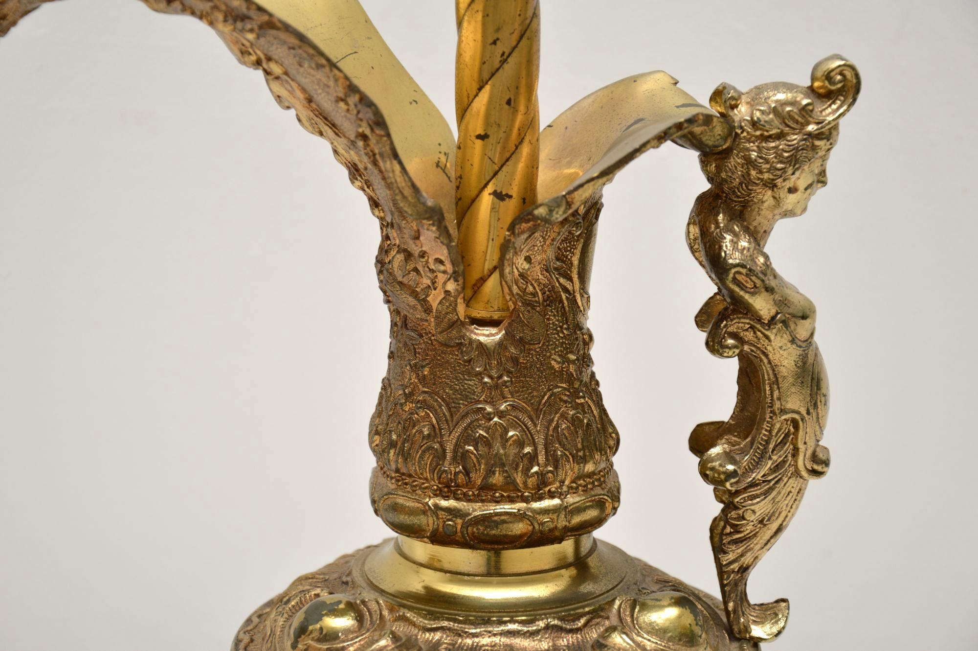 20th Century Large Antique Gilt Metal Flagon Lamp