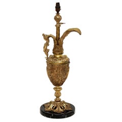 Large Antique Gilt Metal Flagon Lamp