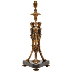 Large Antique Gilt Metal and Marble Table Lamp