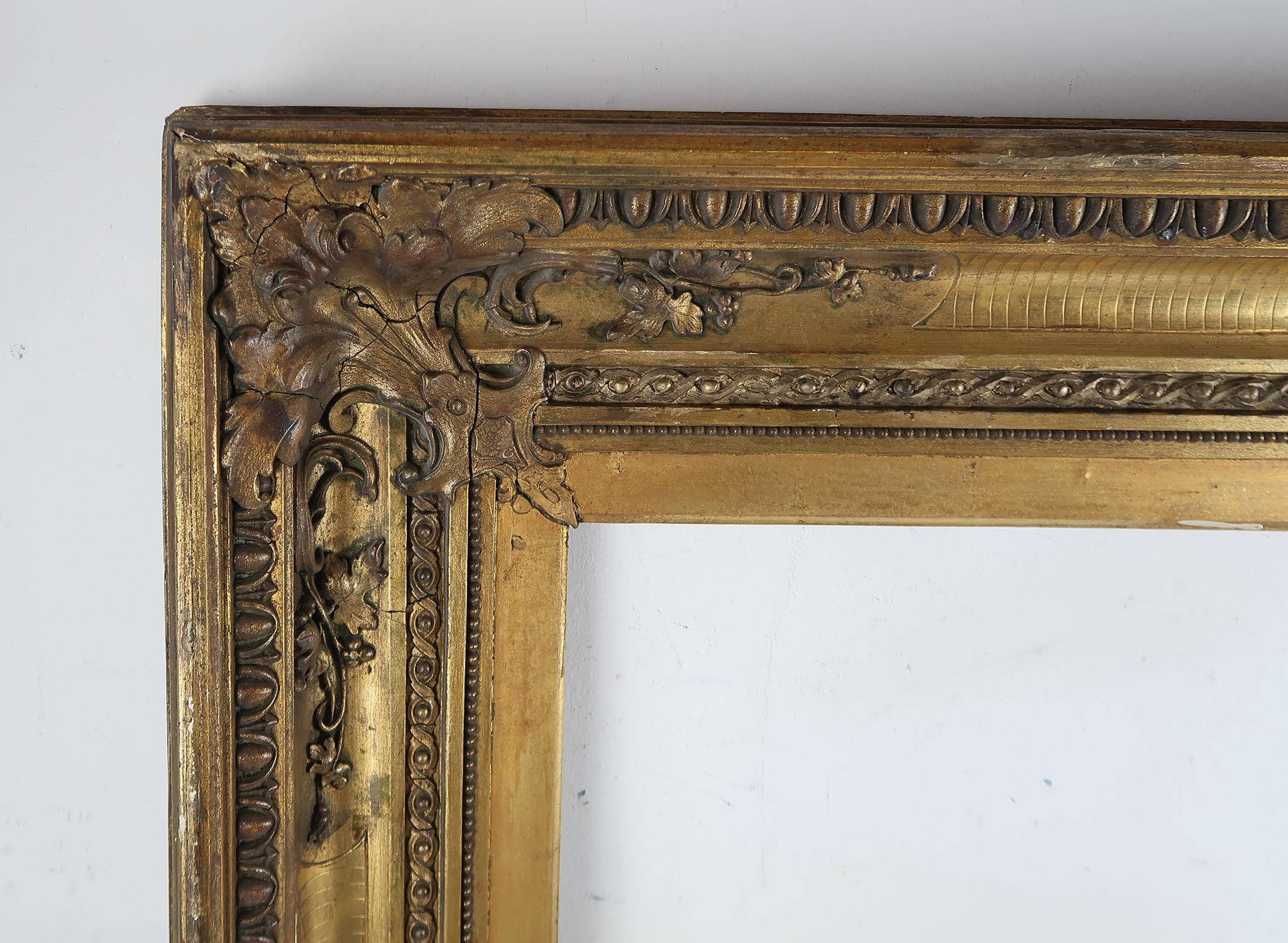 English Large Antique Gilt Picture Frame in Renaissance Revival Style
