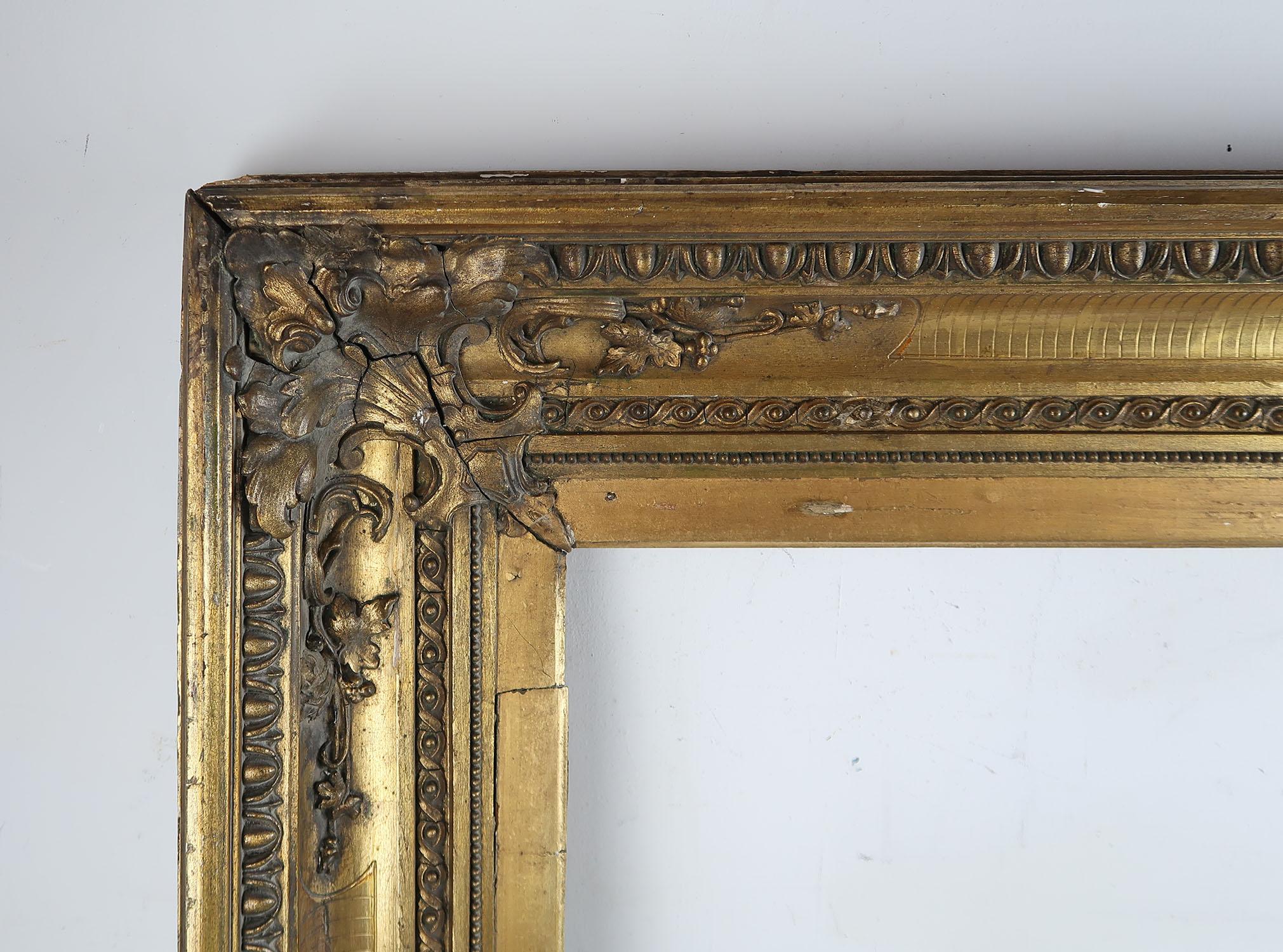 19th Century Large Antique Gilt Picture Frame in Renaissance Revival Style