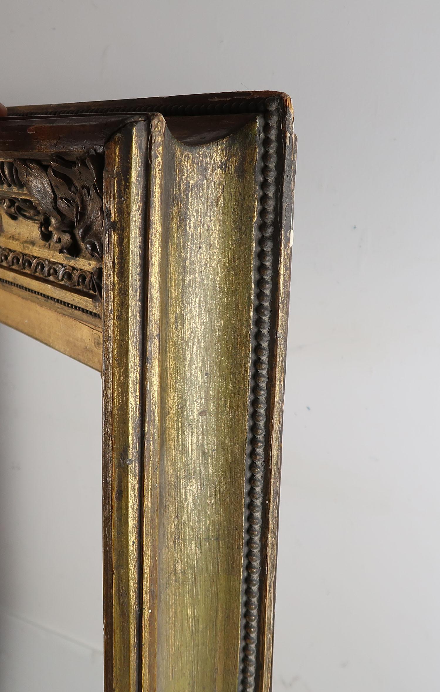 Gesso Large Antique Gilt Picture Frame in Renaissance Revival Style