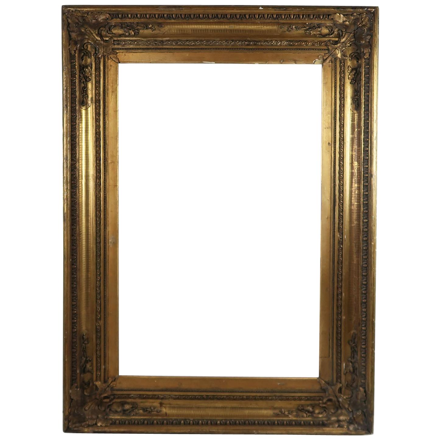 Large Antique Gilt Picture Frame in Renaissance Revival Style