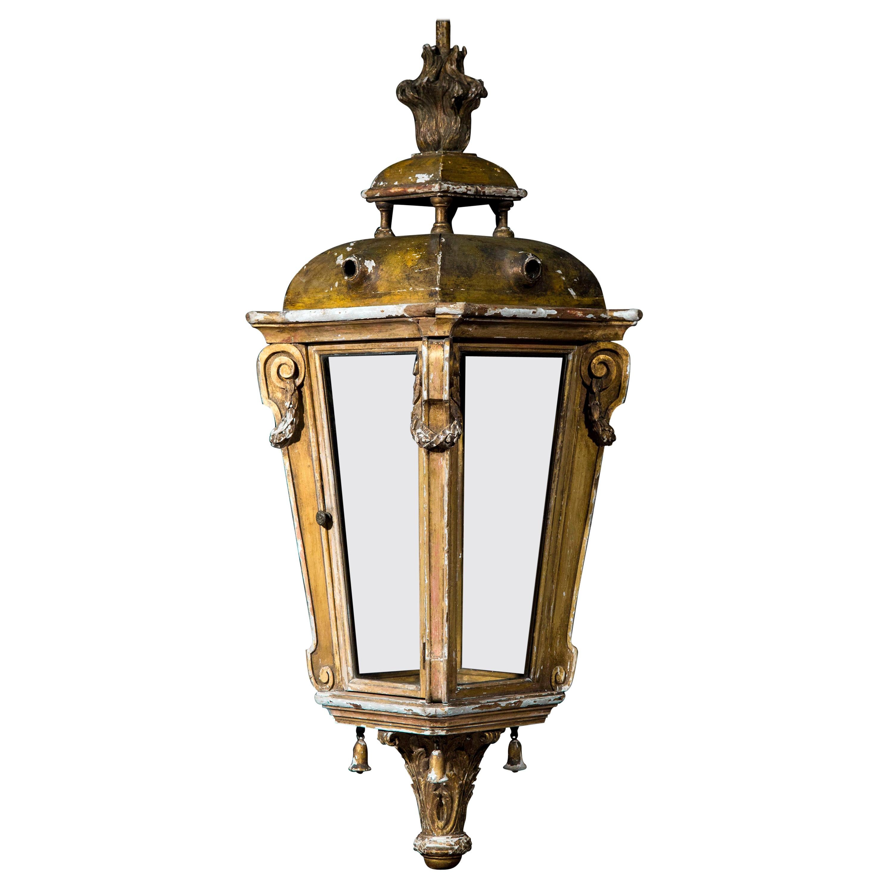 Large Antique Giltwood Hall Lantern