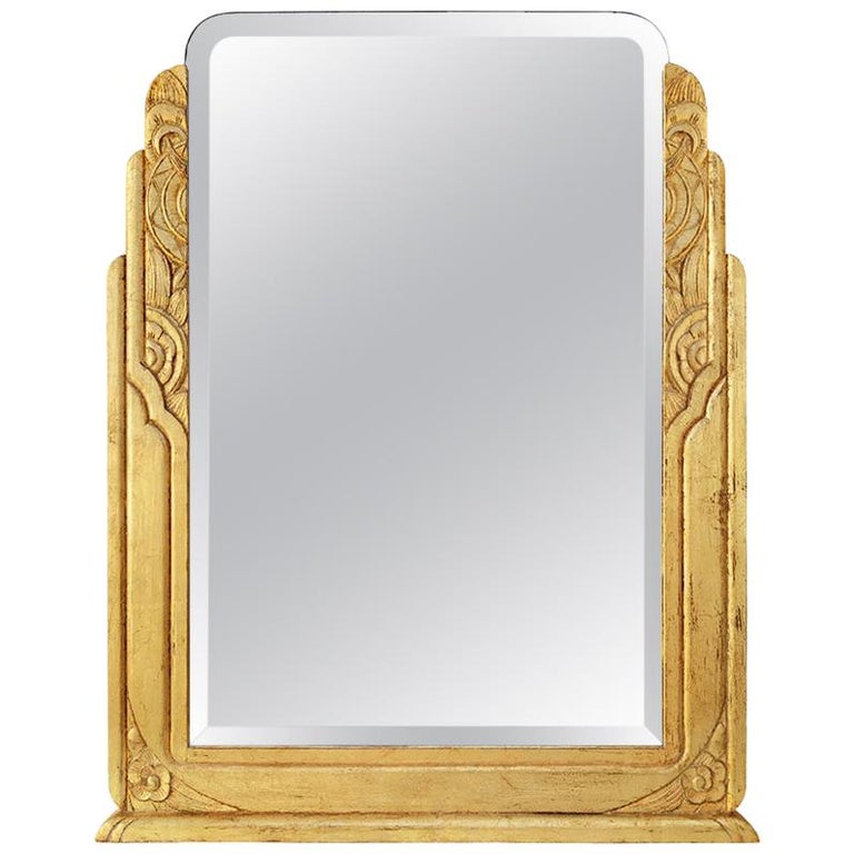 Large Antique Giltwood Mirror, Art Deco Style, circa 1940 at 1stDibs