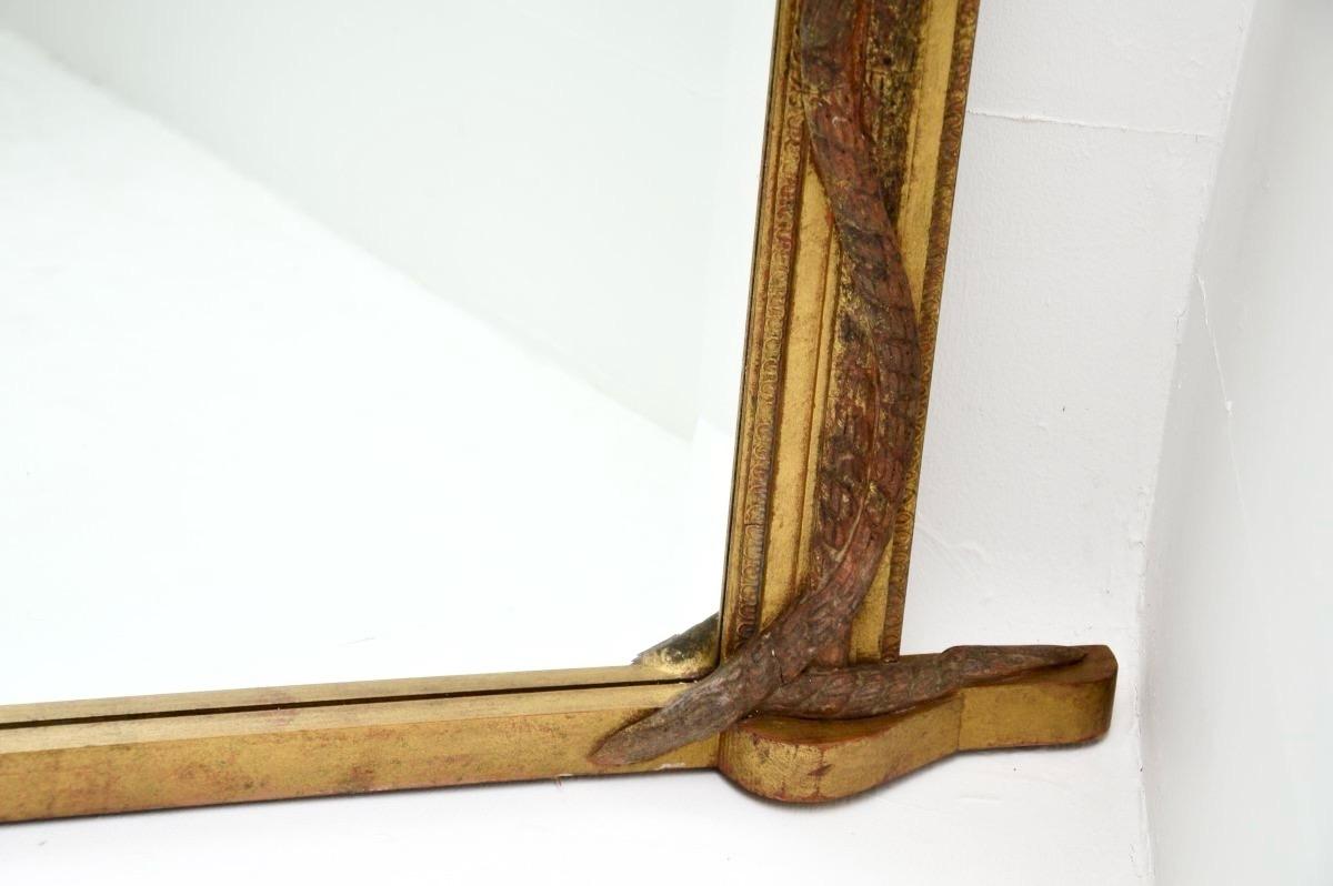 Large Antique Giltwood Over Mantle Mirror For Sale 2