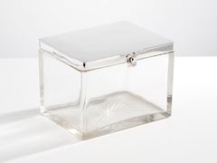 Large Antique Glass and Silver Box By Mappin & Webb, Birmingham, 1912